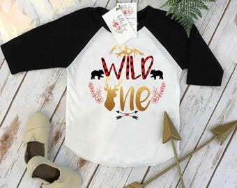 Chemise premier anniversaire, anniversaire à carreaux Buffalo, chemise 1er anniversaire, fête à carreaux Buffalo, fête de bûcheron, ensemble fête des bois, sauvage une fille
