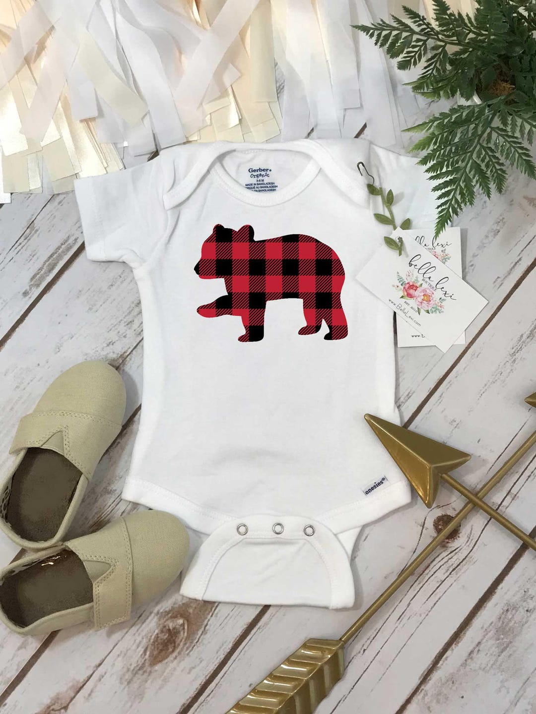 Baby Bear Onesie® Buffalo Plaid Shirt Plaid Bear Shirt - Etsy