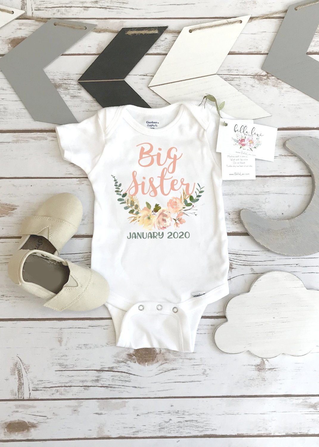 Big Sister to Be Baby Announcement Gender Reveal T-Shirt main image 1