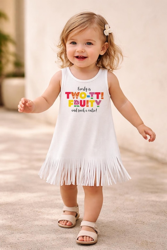 Personalized TWOtti Fruity Birthday Dress, Two Year Old Girl Party Outfit