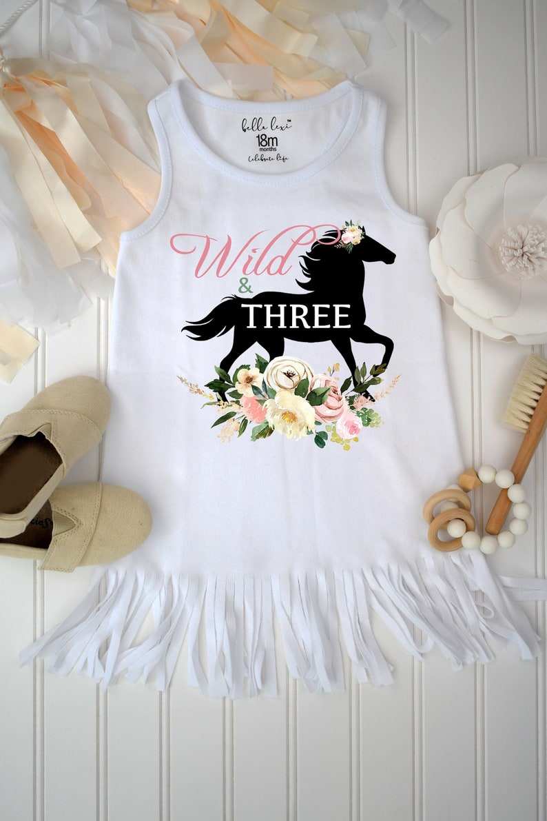 Horse Birthday, Wild and Three, Third Birthday, Horse Party, Niece Gift, Pony Birthday, Cute Girl Gifts, Pony Party, 3rd Birthday, Horse image 1