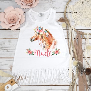 Horse Birthday, Personalized Baby Gift, Custom Baby Gift, Boho Horse Bodysuit, Niece Gift, Cute Girl Clothes, Cute Girl Gifts, Pony Party