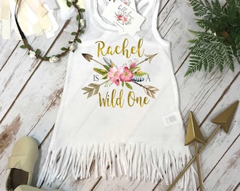 First Birthday, Wild One, Girl Birthday Dress, Personalized Birthday, 1st Birthday, Fringe Birthday Dress, Boho Birthday,Girl Birthday Shirt