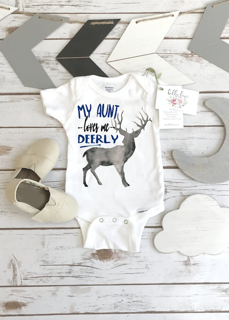 Baby Shower Gift My Aunt Loves Me Deerly Nephew Gift Aunt Etsy