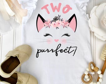 2nd Birthday Shirt, Kitten Birthday, Kitty Birthday shirt, Custom Birthday, Cat Birthday, Cat Shirt, Second Birthday, Two Purrfect, Kitty