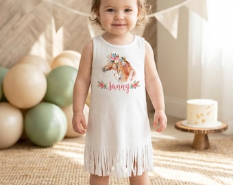 Personalized Boho Horse Shirt — Cowgirl Birthday Dress, Toddler Tee & Custom Baby Onesie
