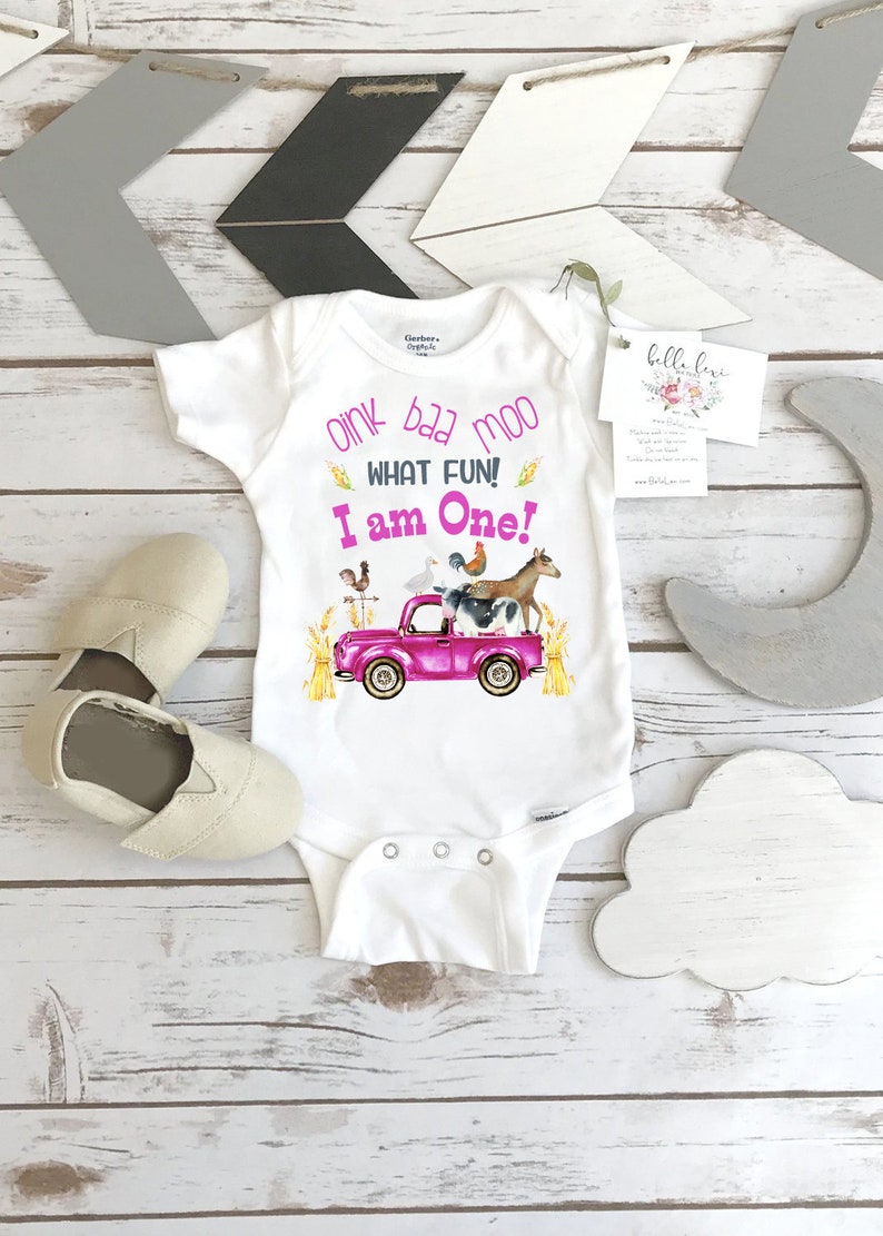 Oink Baa Moo Petting Zoo Party Oink Moo Turning ONE First Birthday Girl Birthday SHIRT Farm Party Theme 1st Birthday Farm Birthday