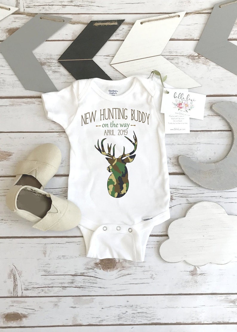 Pregnancy Reveal New Hunting Buddy Pregnancy Announcement Etsy