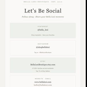 The image is a collage of various images related to the Bella Lexi Boutique, including a social media post, a website, and an email address. The image does not contain any text that can be described in fewer than 500 characters.