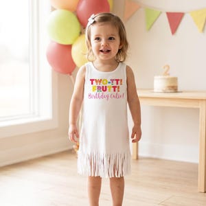 twotti fruity second birthday dress for girls 2nd birthday party.