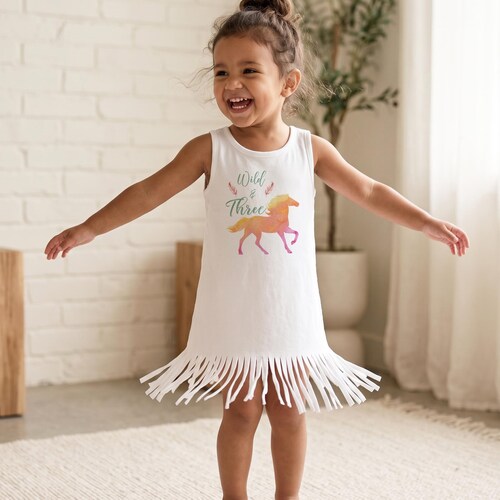 Wild and Three Horse Birthday Shirt, Boho Cowgirl Design, Third Birthday Party Outfit, Western Theme Birthday