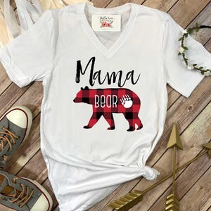 Mama Bear Shirt, Mommy and Me shirts, Mommy and Me Outfits, Buffalo Plaid Shirt, Mom Shirts, Family Outfits, Baby Shower Gift for Mom, RED