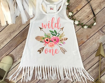Wild One, First Birthday, Girl Birthday Dress, Boho Birthday, 1st Birthday, Fringe Birthday Dress, Floral Birthday,1st Birthday Outfit,Peach