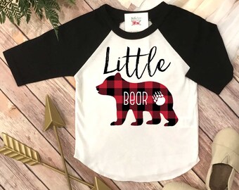 Little Bear Shirt, First Birthday Shirt, Buffalo Plaid Party, Family Shirts, Little Bear Shirt, Buffalo Plaid Bear, Family tees, Mom and Me