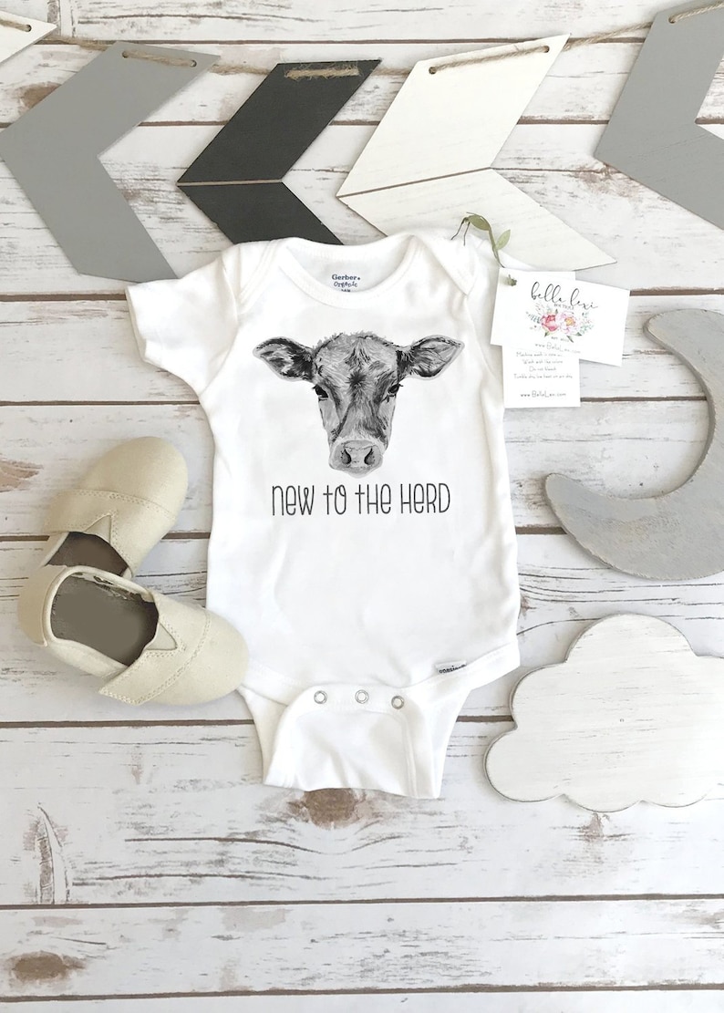 Baby Shower Gift NEW TO the HERD Country Baby Farm shirt image 0