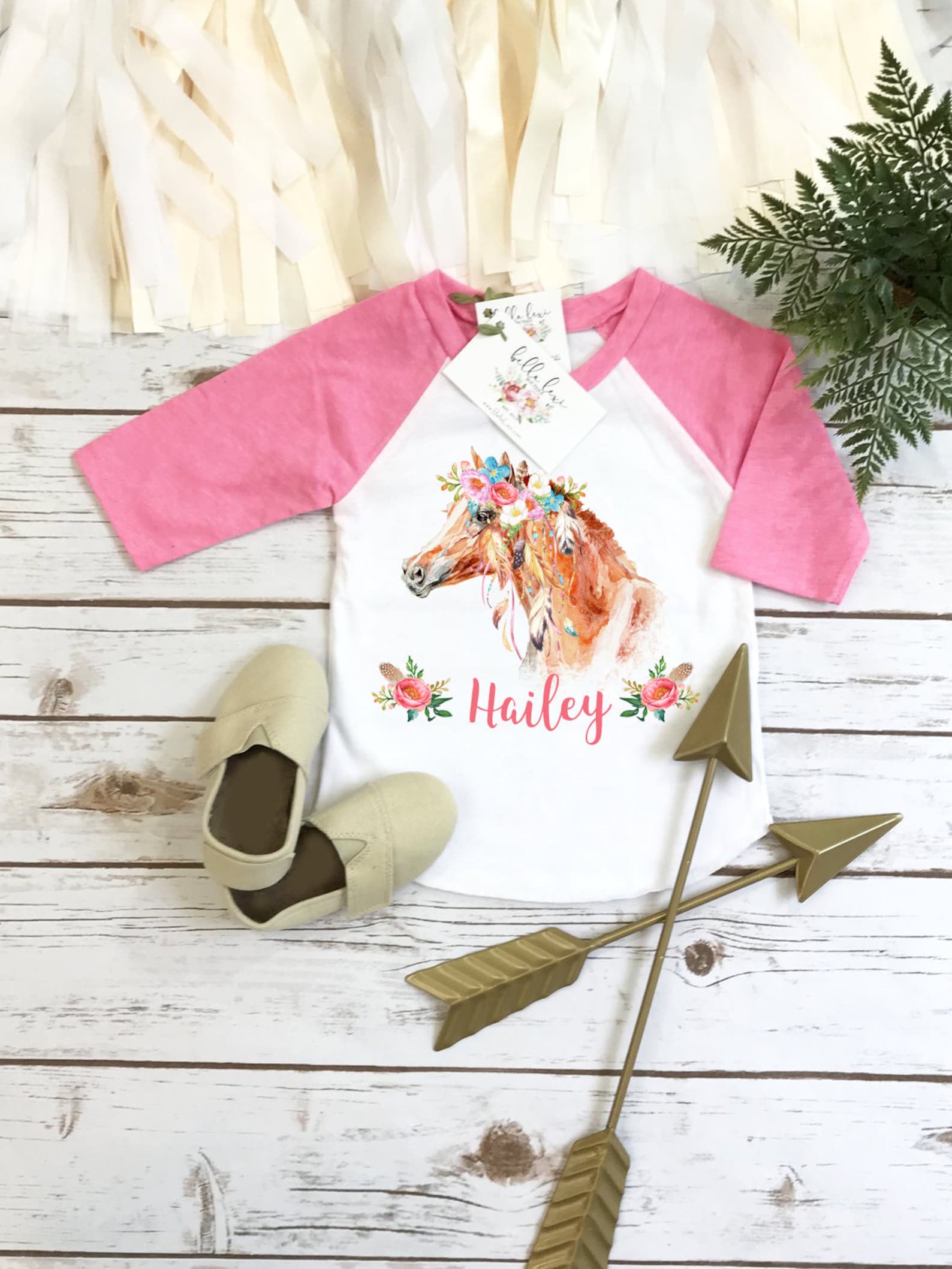 Horse Birthday, Personalized Baby Gift, Custom Baby Gift, Boho Horse ...