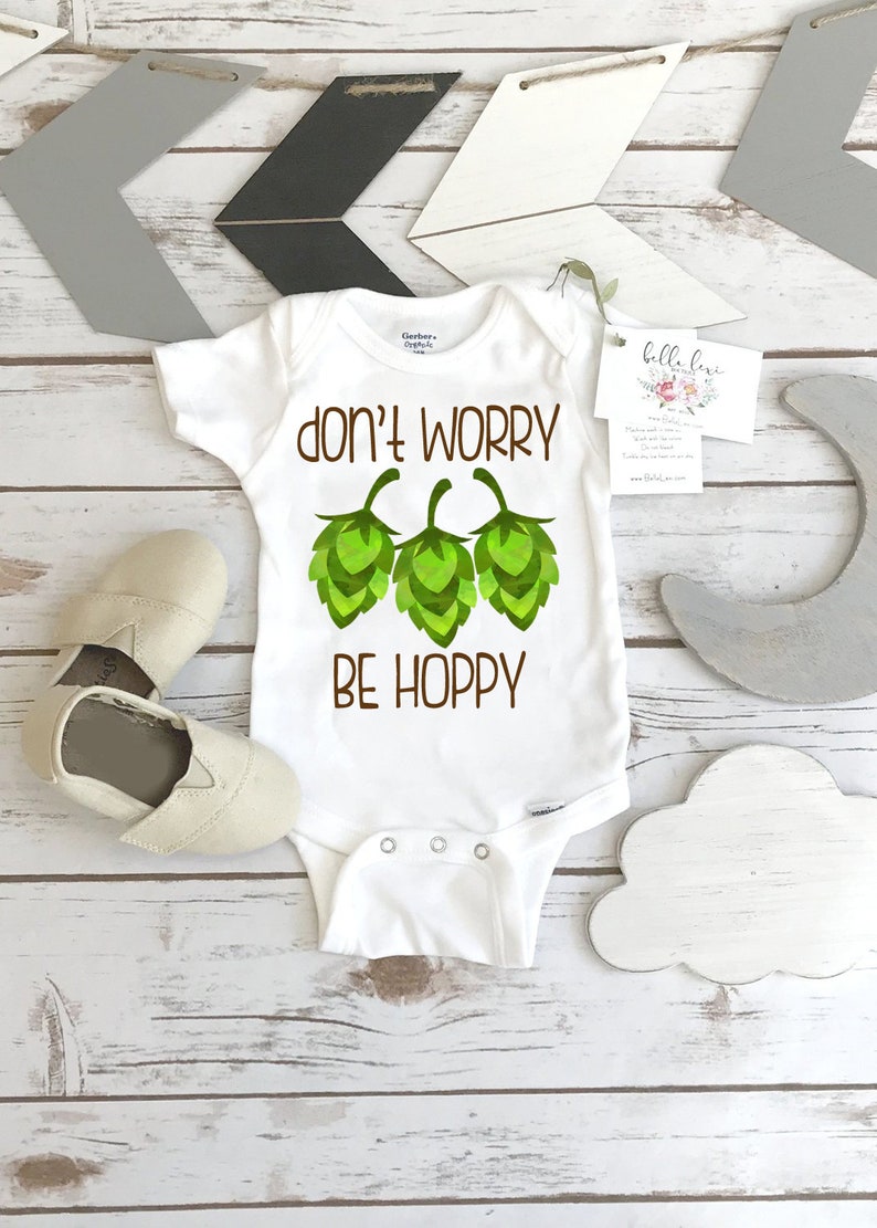 Pregnancy Reveal, Don't Worry Be Hoppy, Beer Shirt, Father's Day Gift, Funny Baby Gift, Baby Shower Gift, Beer Theme, Craft Beer Daddy, Hops image 1