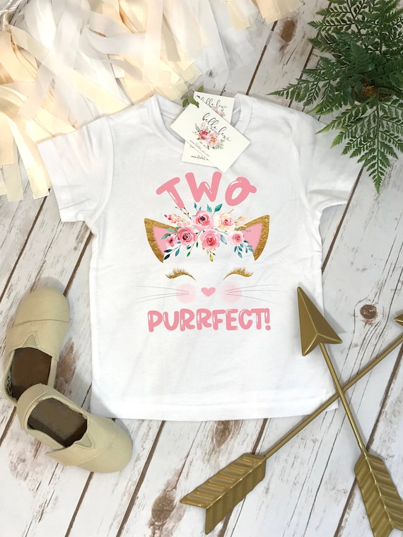 2nd Birthday Shirt Kitten Birthday Kitty Birthday Shirt Custom Birthday Cat Birthday Cat Shirt Second Birthday Two Purrfect Kitty Etsy UK