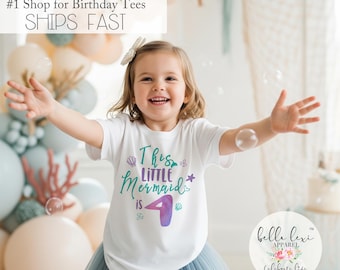 Mermaid Birthday, Fourth Birthday, This Little Mermaid is 4, 4th Birthday, Mermaid Party, Mermaid Shirt, Mermaid Theme, Under the Sea,