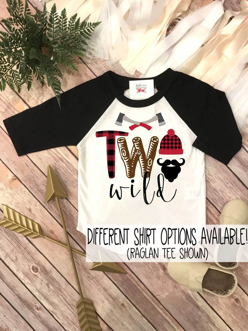 Two Wild, Lumberjack Birthday, 2nd Birthday shirt, Buffalo Plaid Party, Lumberjack Party, Woodland Party Set, Two Wild Birthday, Second Bday image 1