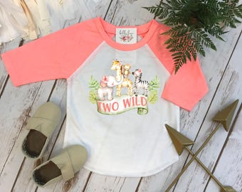 Dos cumpleaños salvajes, dos fiestas salvajes, cumpleaños en el zoológico, cumpleaños de safari, 2º cumpleaños, cumpleaños de elefante, camisa de cumpleaños de niña, camiseta de segundo cumpleaños