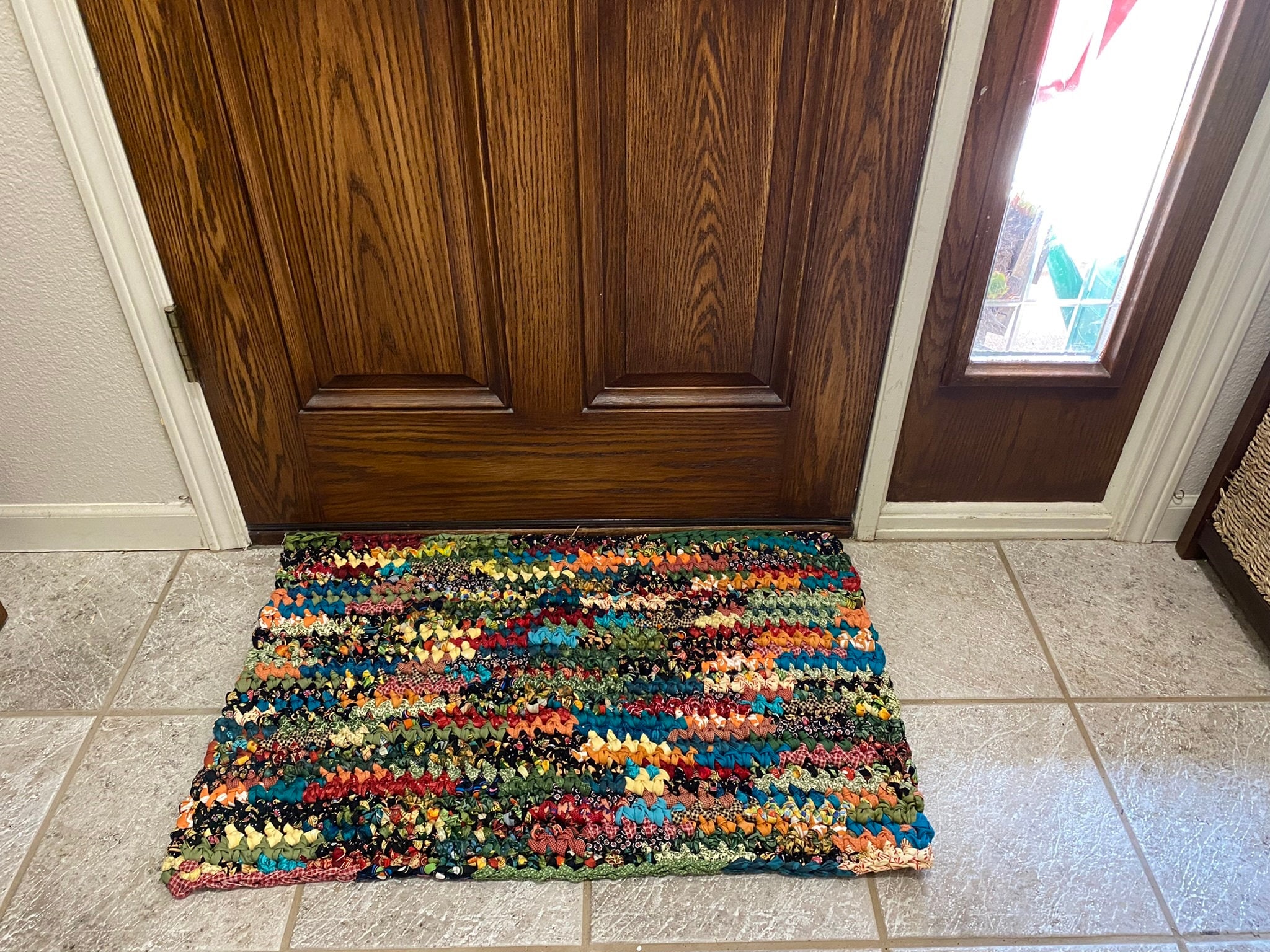 Crocheted Rag Rug Fabric Scrappy, Durable, Washer and Dryer Friendly ...
