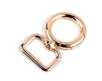 Carabiner 20 mm rose gold coloured round circular