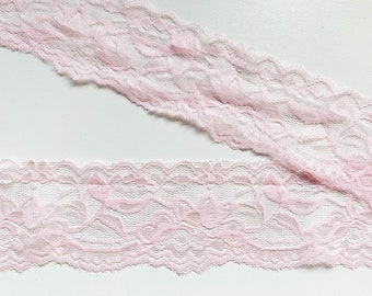 dentelle élastique largeur 6 cm rose clair à partir de 1 m