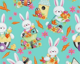 80 cm RESTEREND STUK Henry Glass Cotton Easter Fun Paashaas