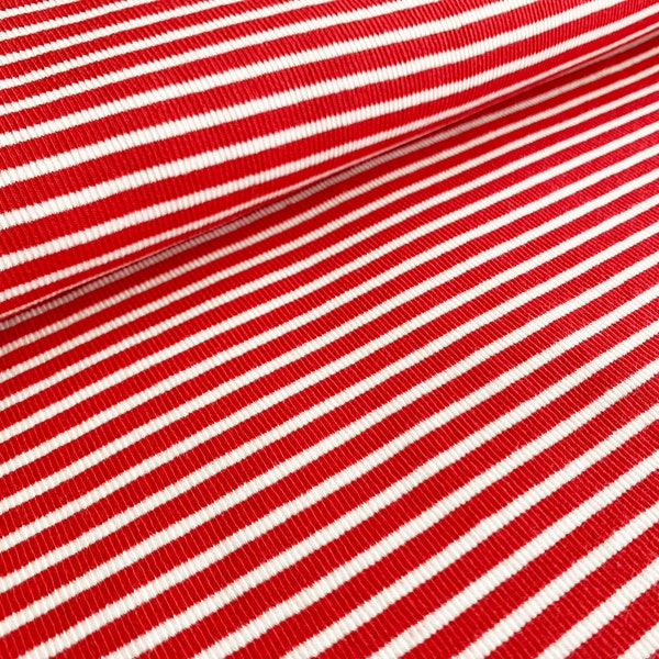 Ringel Bündchen Rippenbündchen Schlauchware Streifen rot weiß ab 0,25m