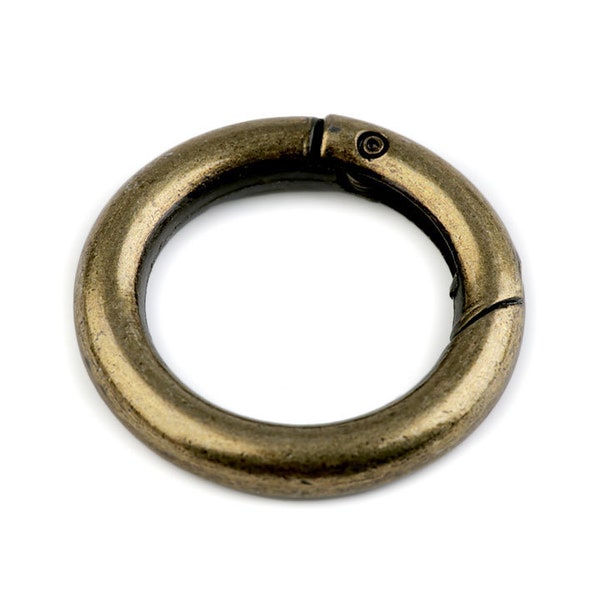 Ring Karabiner für Schlüssel / Taschen Altmessing Bronzefarben 25 mm