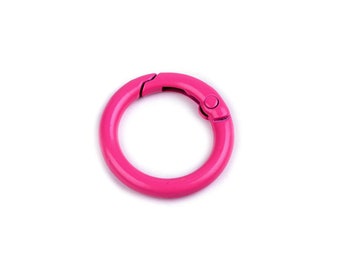 Mousqueton anneau pour clés/sacs Mini 16 mm peint rose