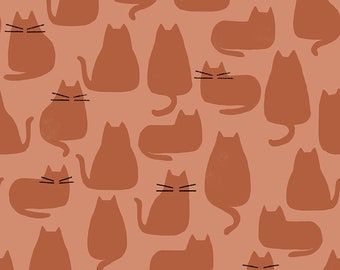 Makower.UK Whiskers Cats Terracotta