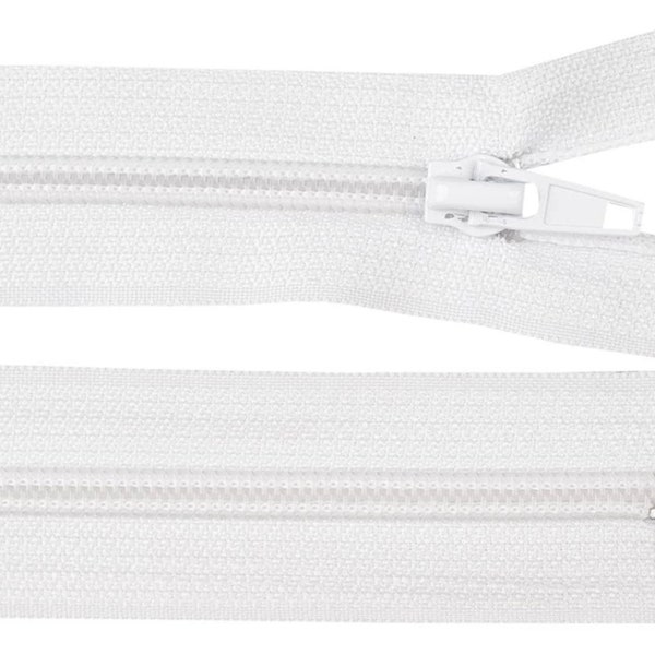 separable zipper 30 cm white 5 mm