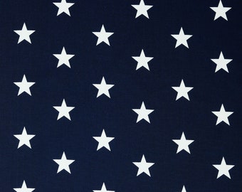 Poppy poplin cotton Big Stars stars dark blue