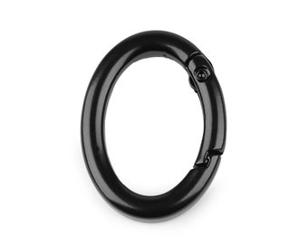 Ring Karabiner Oval für Schlüssel / Taschen schwarz lackiert