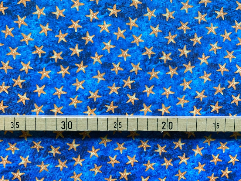 Michael Miller cotton Stars of the Ocean starfish blue orange image 3