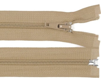 separable zipper 80 cm beige brown 5 mm