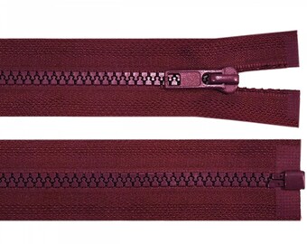 Separable zipper plastic 85 cm Bordeaux red 5 mm