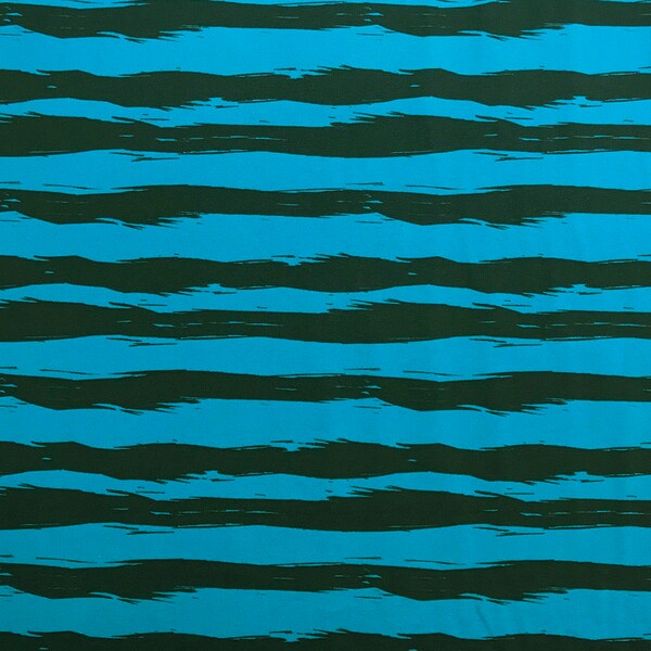 Hilco French Terry Cotton Pingu Stripe turquoise black