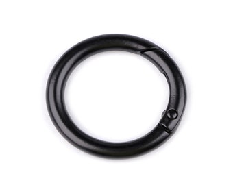 Ring Karabiner für Schlüssel / Taschen schwarz lackiert 25 mm