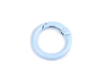 Ringkarabijnhaak voor sleutels/tassen Mini 16 mm lichtblauw gelakt