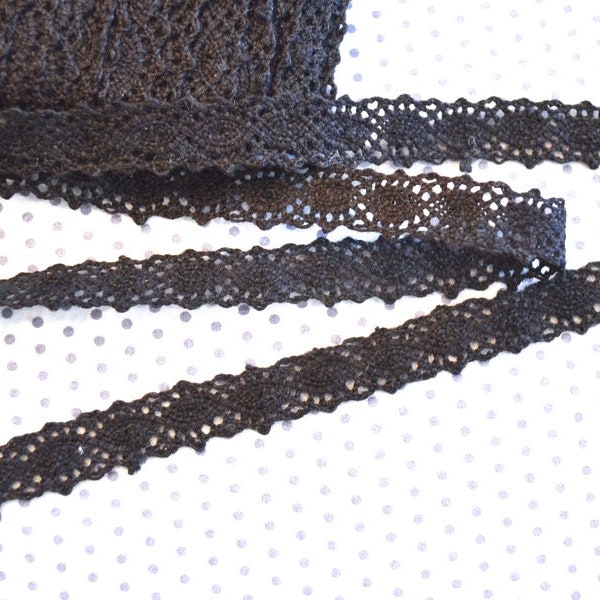 Bobbin lace cotton black from 1 m