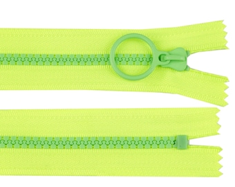 Zipper 20 cm colorful colored ring light neon green green