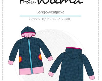 Farbenmix Schnittmuster lange Sweatjacke Frau Wilma