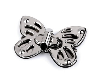 Bag closure twist lock butterfly silver-colored