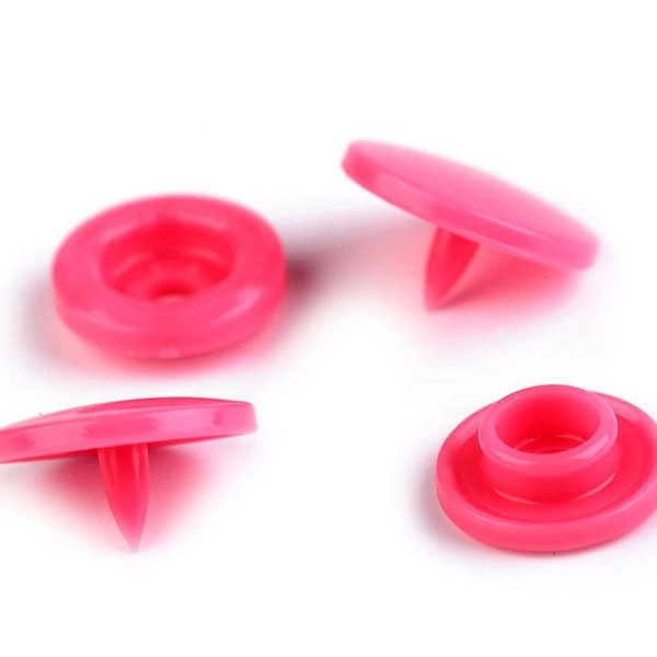 10 Druckknöpfe Kunststoff Snaps rund pink 12mm