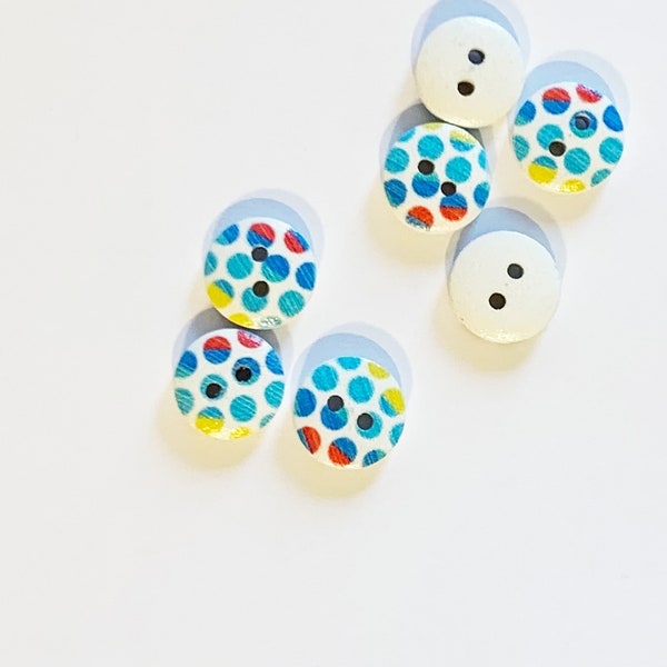 Wooden button small colorful dots