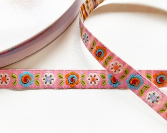 Renaissance Ribbons Webband Pink Happy Flowers Blumen rosa ab 1m