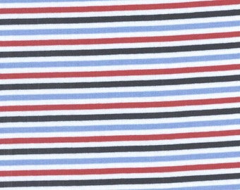 Westfalenstoffe fine rib - jersey cotton stripes blue red